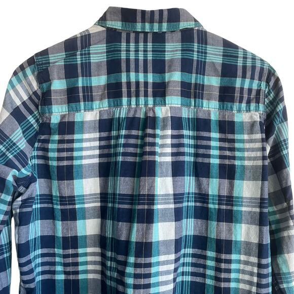Toad & Co Women Top M Blue Plaid Button Popover Preppy Camping Hike Outdoor - Picture 5 of 9